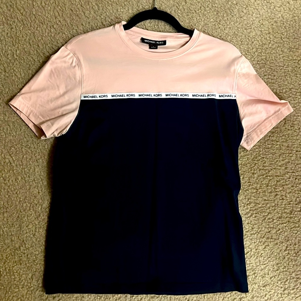 Michael Kors, men’s tshirt, pink and navy blue